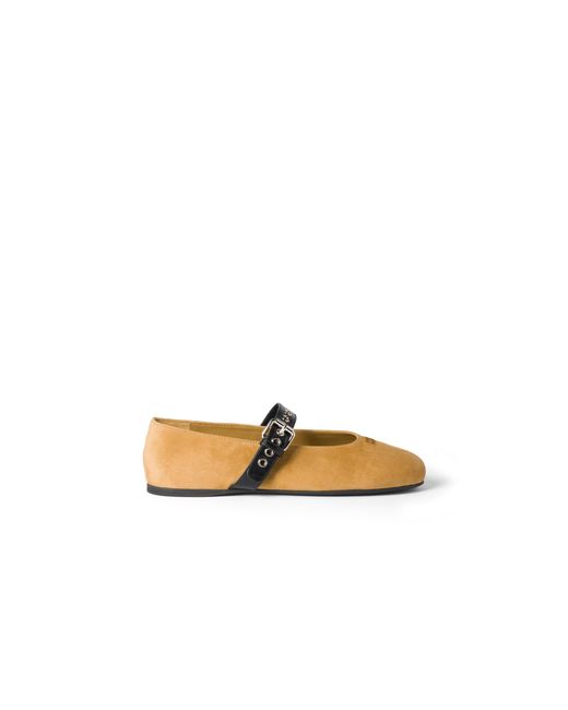 Miu Miu Metallic Suede Ballerinas