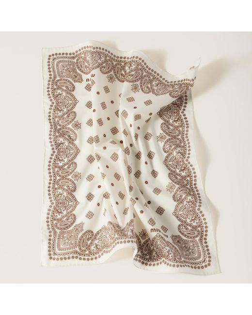 Miu Miu Natural Printed Poplin Scarf