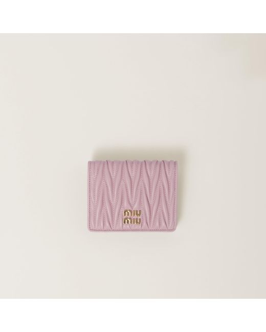 Miu Miu Pink Small Matelassé Nappa Leather Wallet