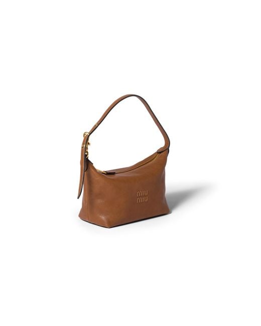 Miu Miu Brown Spirit Nappa Leather Pouch