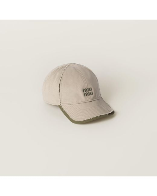 Miu Miu Drill And Poplin Baseball Cap in White | Lyst