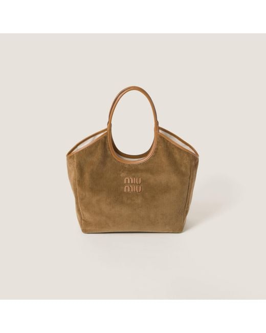Miu Miu Green Ivy Corduroy Shopping Bag
