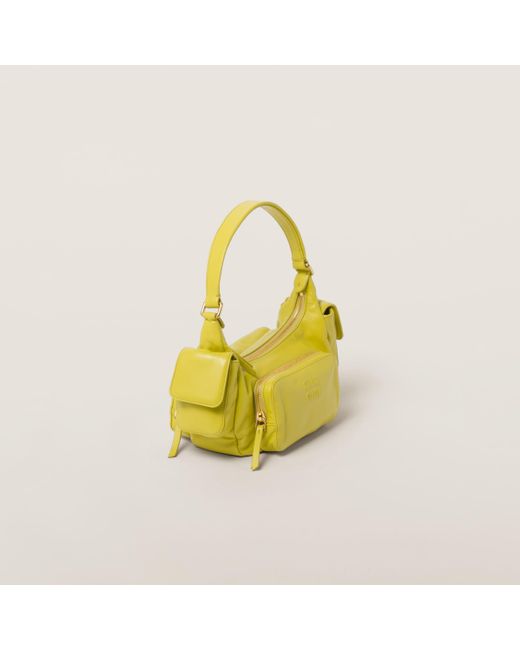Miu Miu Yellow Nappa Leather Pocket Bag