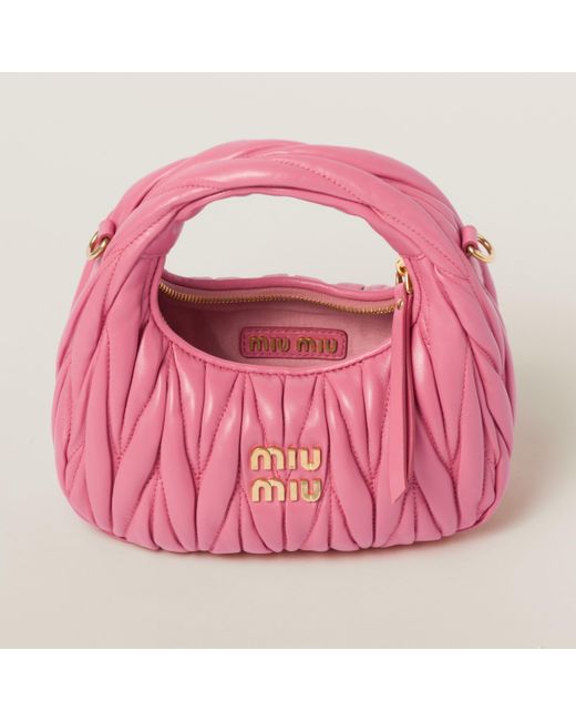 Miu Miu Pink Wander Matelassé Nappa Leather Hobo Mini-Bag
