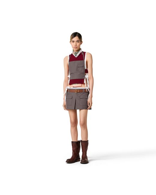 Miu Miu Gray Poplin Apron Top