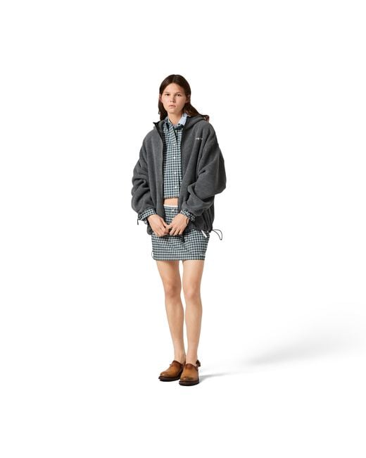 Miu Miu Gray Fleece Zippered Hoodie Jacket