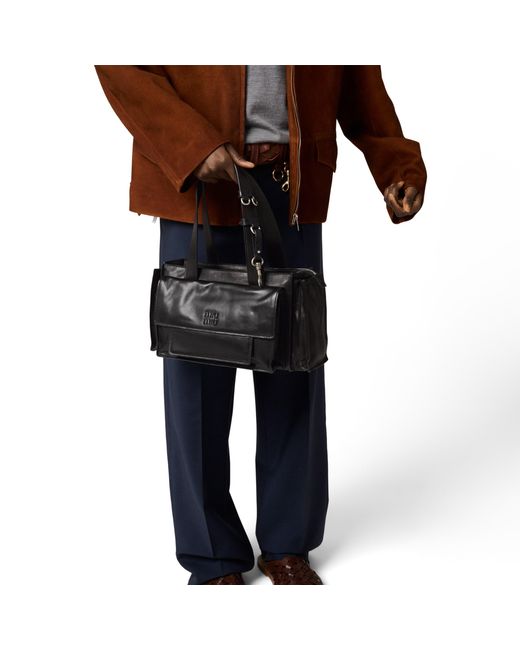 Miu Miu Black Utilitaire Nappa Leather Shopping Bag