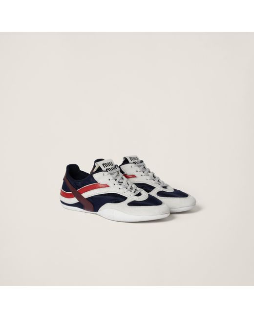 MiuMiu＊technical fabric suede sneakers スニーカー＊送料込 Miu Miu Gymnasium Technical Fabric And Suede Sneakers in