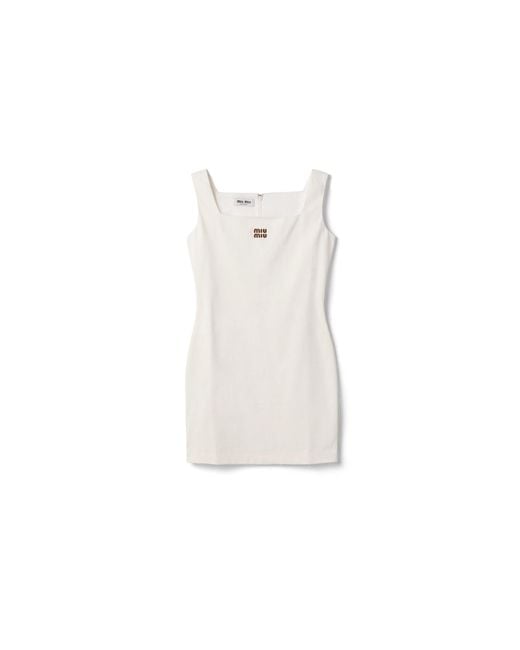 Miu Miu White Jersey Mini-Dress