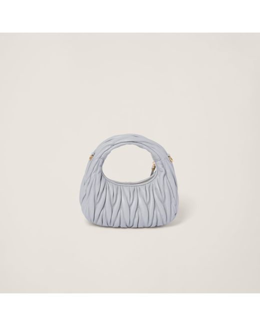 Miu Miu White Wander Matelassé Nappa Leather Hobo Mini-bag