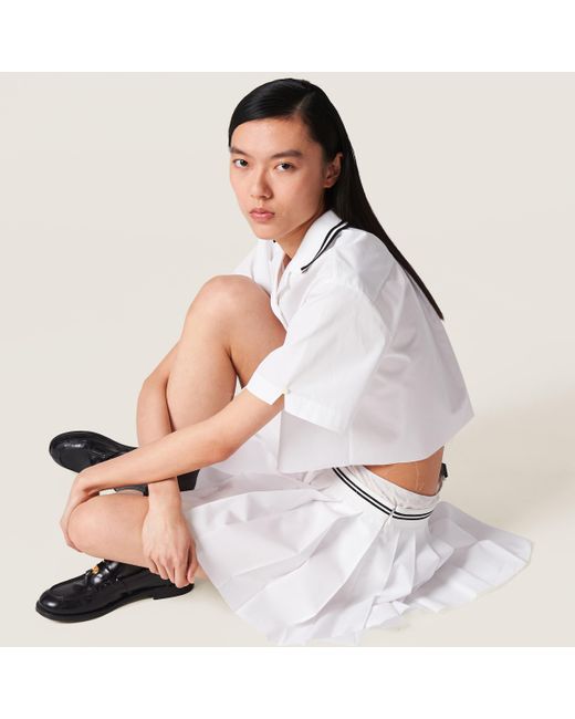 Miu Miu White Poplin Miniskirt