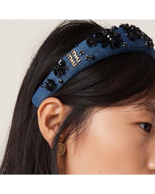 Miu Miu Blue Denim Headband
