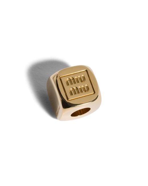 Miu Miu Pink Enameled Metal Dice Charm