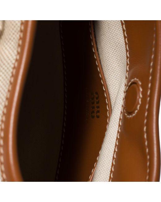 Miu Miu Natural Canvas And Leather Pouch