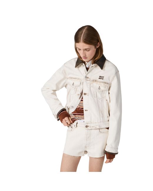 Miu Miu White Denim Blouson Jacket