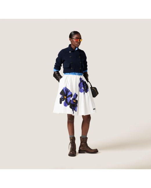 Miu Miu Blue Floral Midi Skirt For