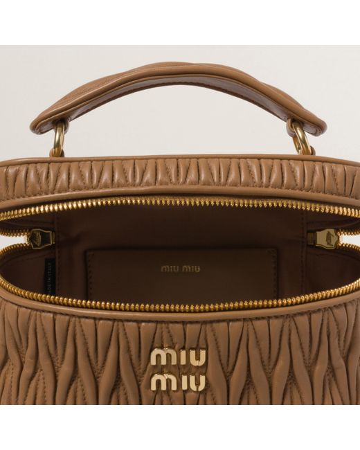 Miu Miu Brown Matelassé Nappa Leather Shoulder Bag
