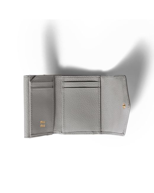 Miu Miu Gray Small Leather Wallet