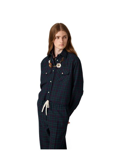 Miu Miu Blue Plaid Shirt