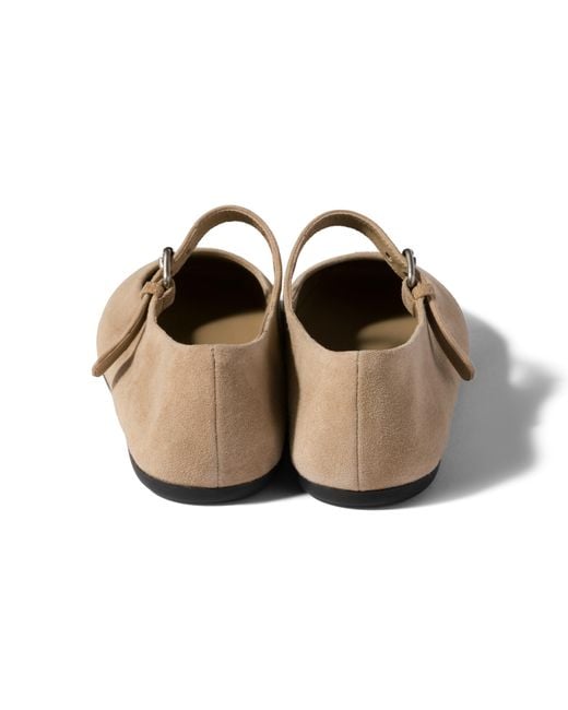 Miu Miu Natural Suede Ballerinas
