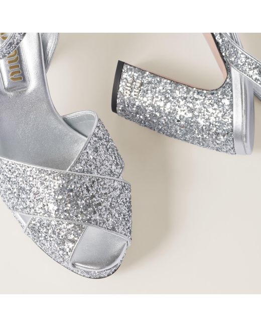 Miu Miu Metallic Glitter Sandals