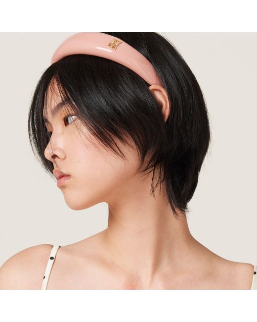 Miu Miu Pink Patent Leather Headband