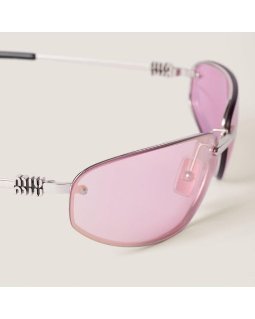 Miu Miu Pink Runway Metal Mirrored Sunglasses