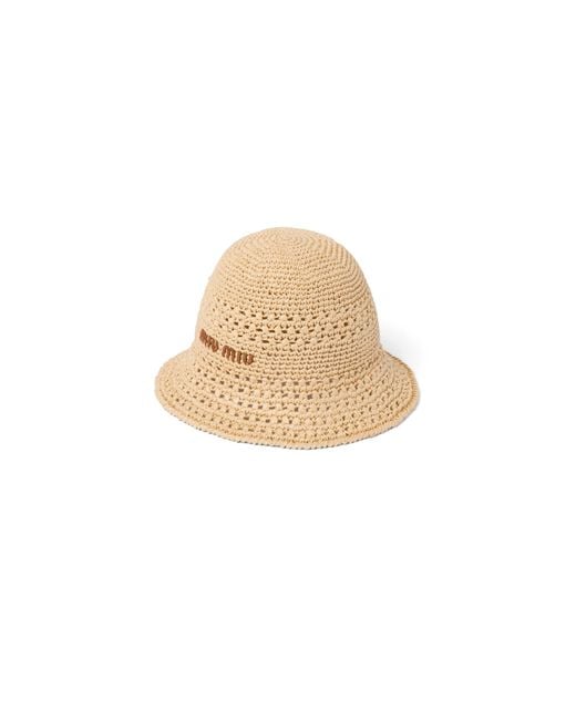 Miu Miu Natural Woven Fabric Hat