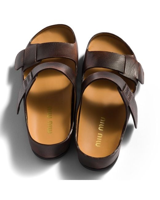 Miu Miu Brown Bleached Leather Sandals