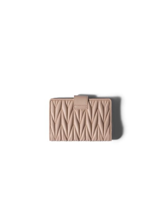 Miu Miu Pink Matelassé Nappa Leather Wallet