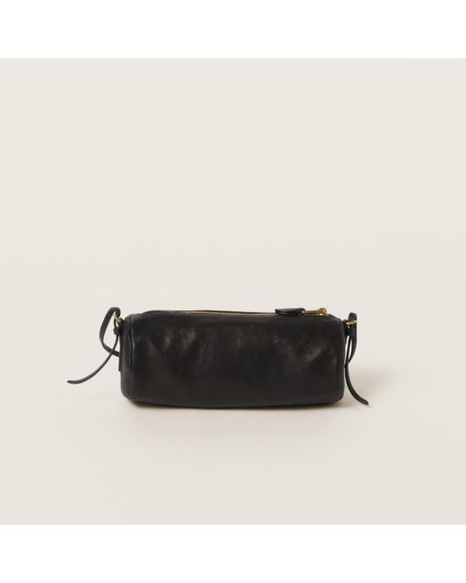 最新作 Miu Miu Nappa Lyst | Black in Pouch Leather バッグ