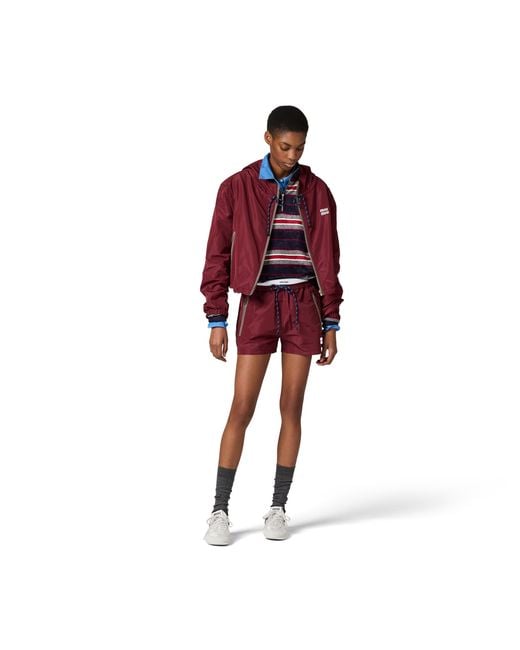 Miu Miu Red Technical Fabric Shorts