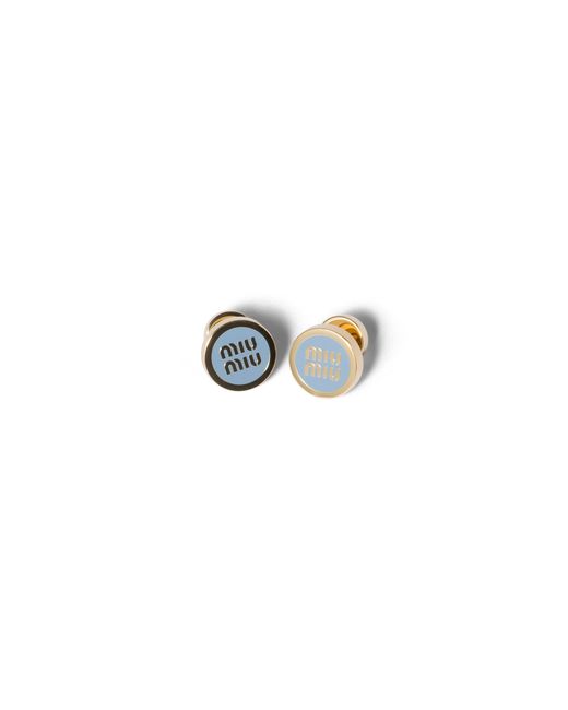 Miu Miu Blue Enameled Metal Earrings