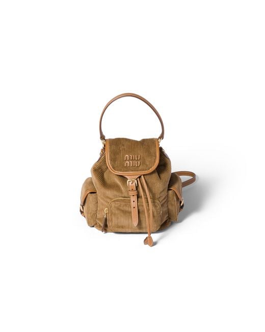 Miu Miu Brown Corduroy Backpack