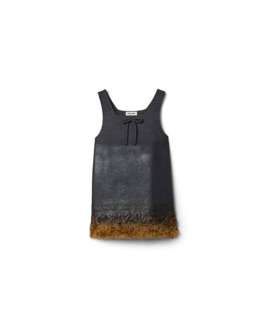 Miu Miu Black Double Wool And Shearling Dress