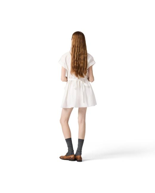 Miu Miu White Slubbed Poplin Dress