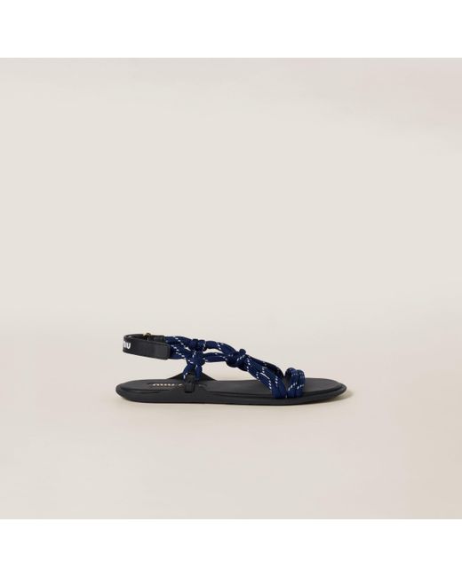 Miu Miu Blue Riviere Cord And Leather Sandals