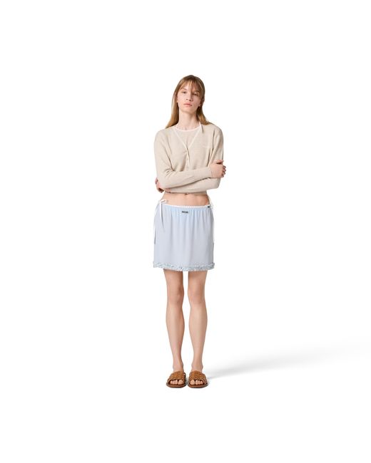Miu Miu Blue Crepe De Chine Miniskirt