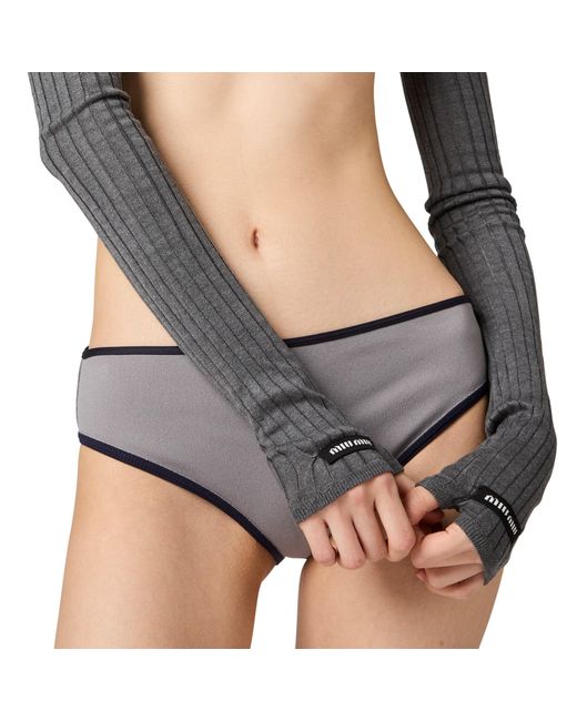 Miu Miu White Technical Knit Swimsuit Bottom