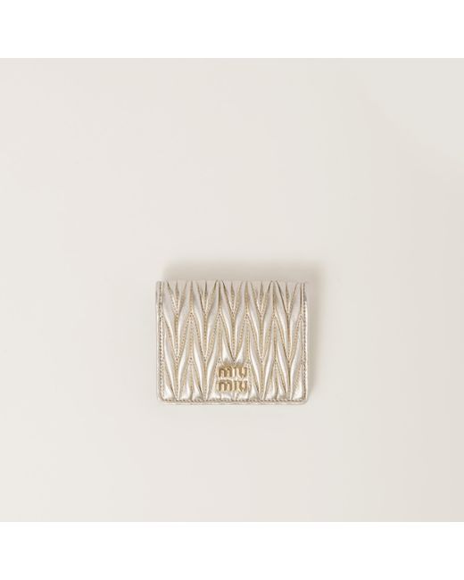 Miu Miu Natural Small Matelassé Nappa Leather Wallet