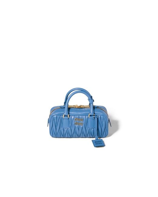 Miu Miu Blue Arcadie Matelassé Nappa Leather Bag