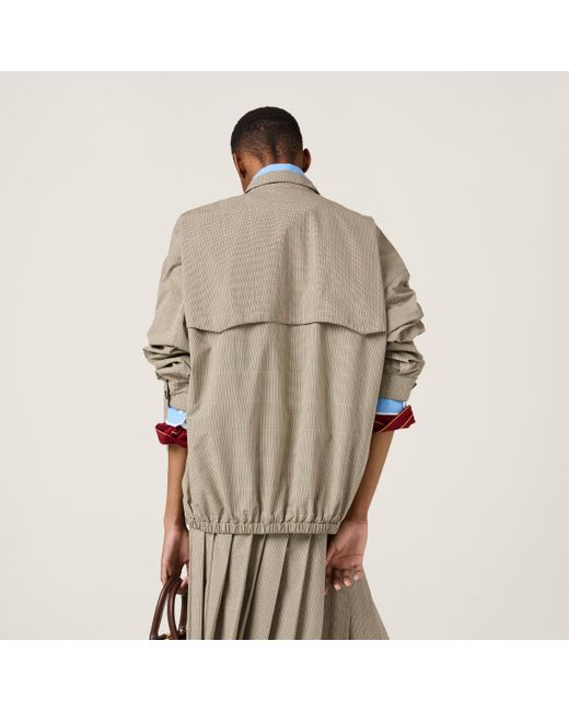 Check Technical Jacket Miu Miu Technical Check Blouson Jacket in Natural | Lyst
