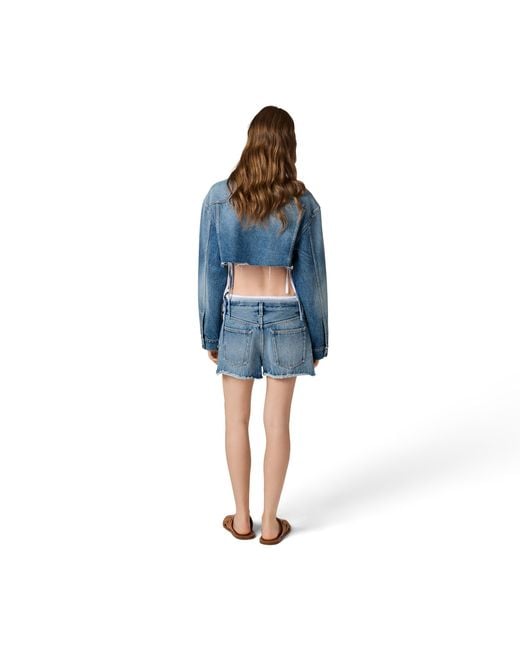 Miu Miu Blue Cropped Washed Denim Jacket