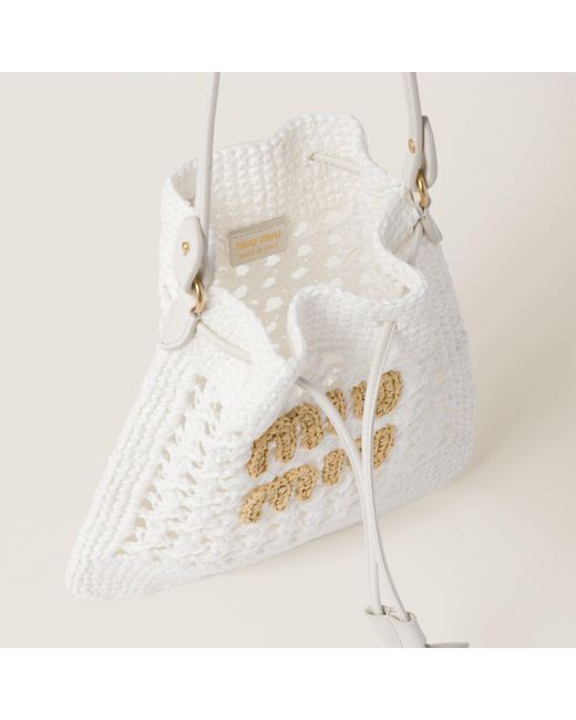 Miu Miu White Woven Fabric Mini-Bag