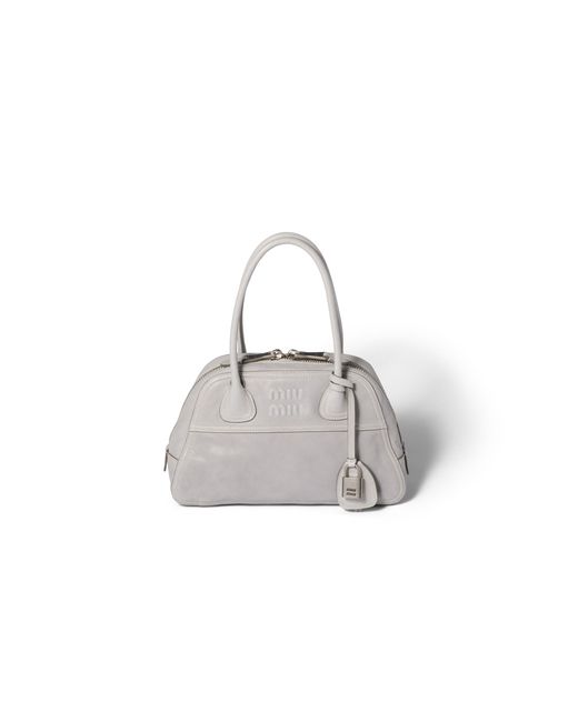 Miu Miu Gray Vivant Nappa Leather Bag