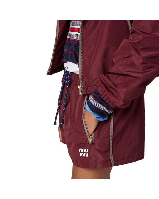Miu Miu Red Technical Fabric Shorts