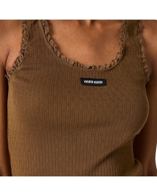 Miu Miu Brown Garment-Dyed Cotton Tank Top