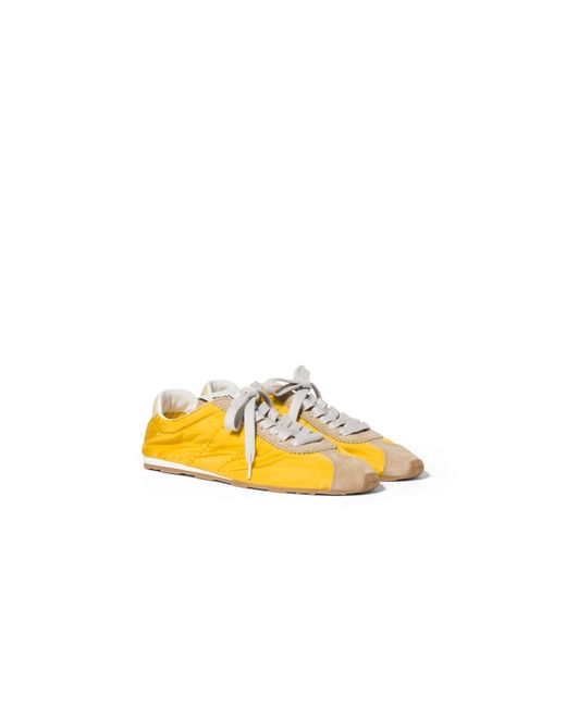 Miu Miu Yellow Plume Technical Fabric And Suede Sneakers
