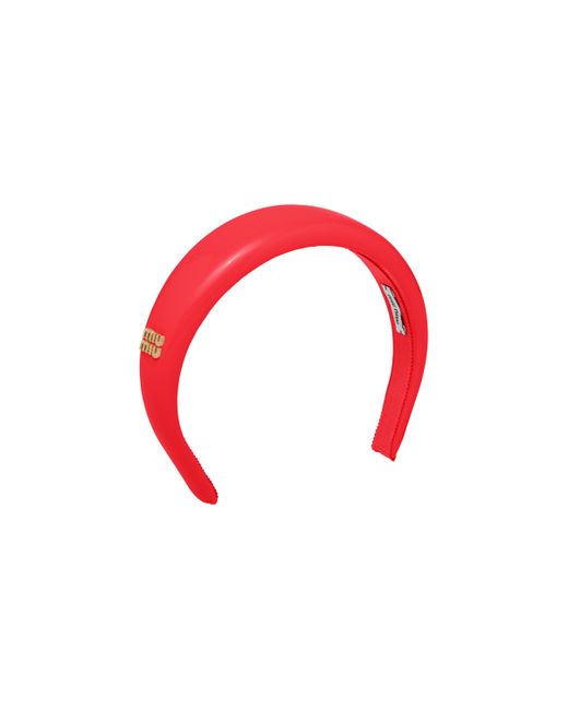 Miu Miu Red Patent Leather Headband