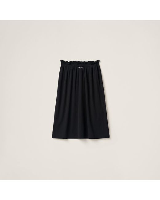 Miu Miu Black Ribbed Jersey Skirt